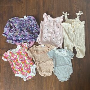 (6)Vera Bradley, Nicole Miller, Jessica Simpson Koala Baby Floral Romper Onesies